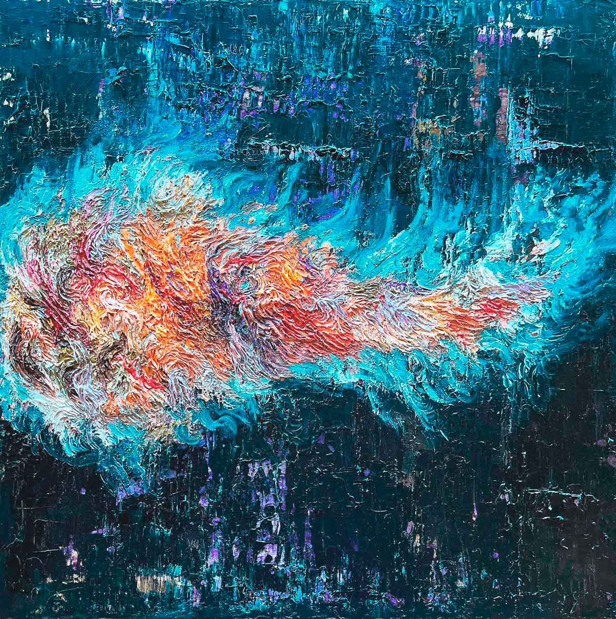 Comet 3 by Dan Aug, original contemporary space artwork inspired by cometary motion