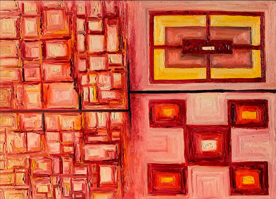 Chaos and Order painting by Dan Aug exploring structure complexity and universal balance