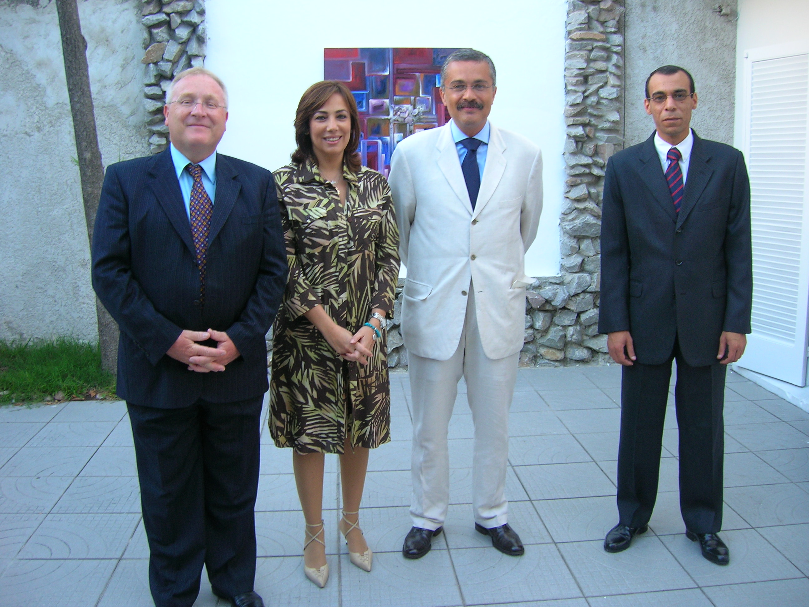 Ambassador Mohamed Amin and spouse, Consul Hadad El-Goddary, and artist Dan Aug — February 2009