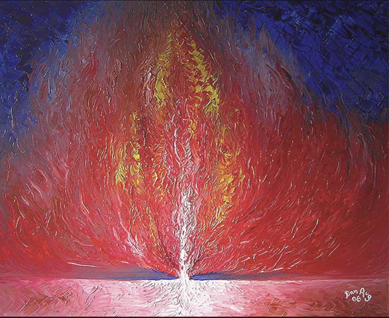 Genesis of My Internal Fire painting by Dan Aug exploring passion, creative energy and spiritual awakening
