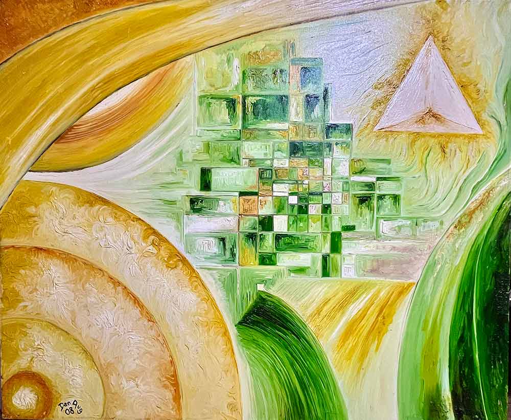 Chronique of Human Communication by Dan Aug cybernetic symbolic painting