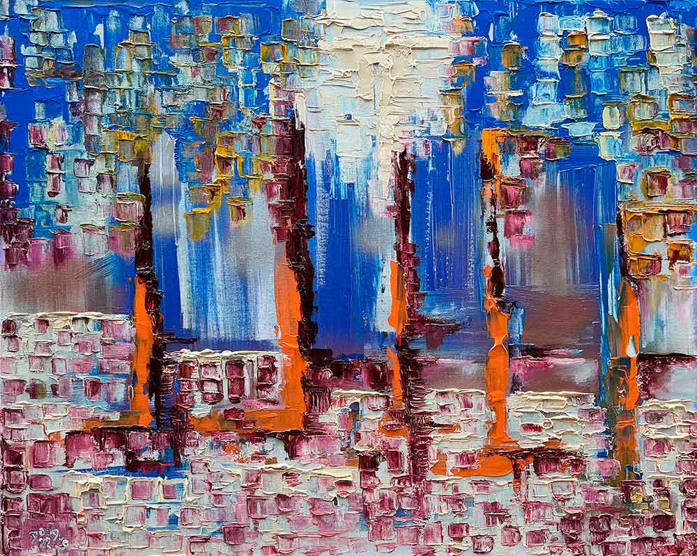 Construction of an Utopia by Dan Aug visionary cybernetic painting
