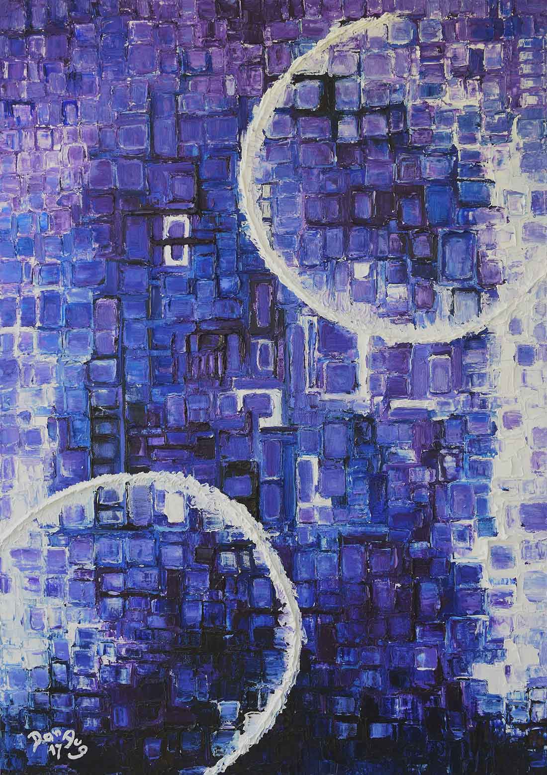Construction of Two Worlds by Dan Aug visionary cybernetic painting