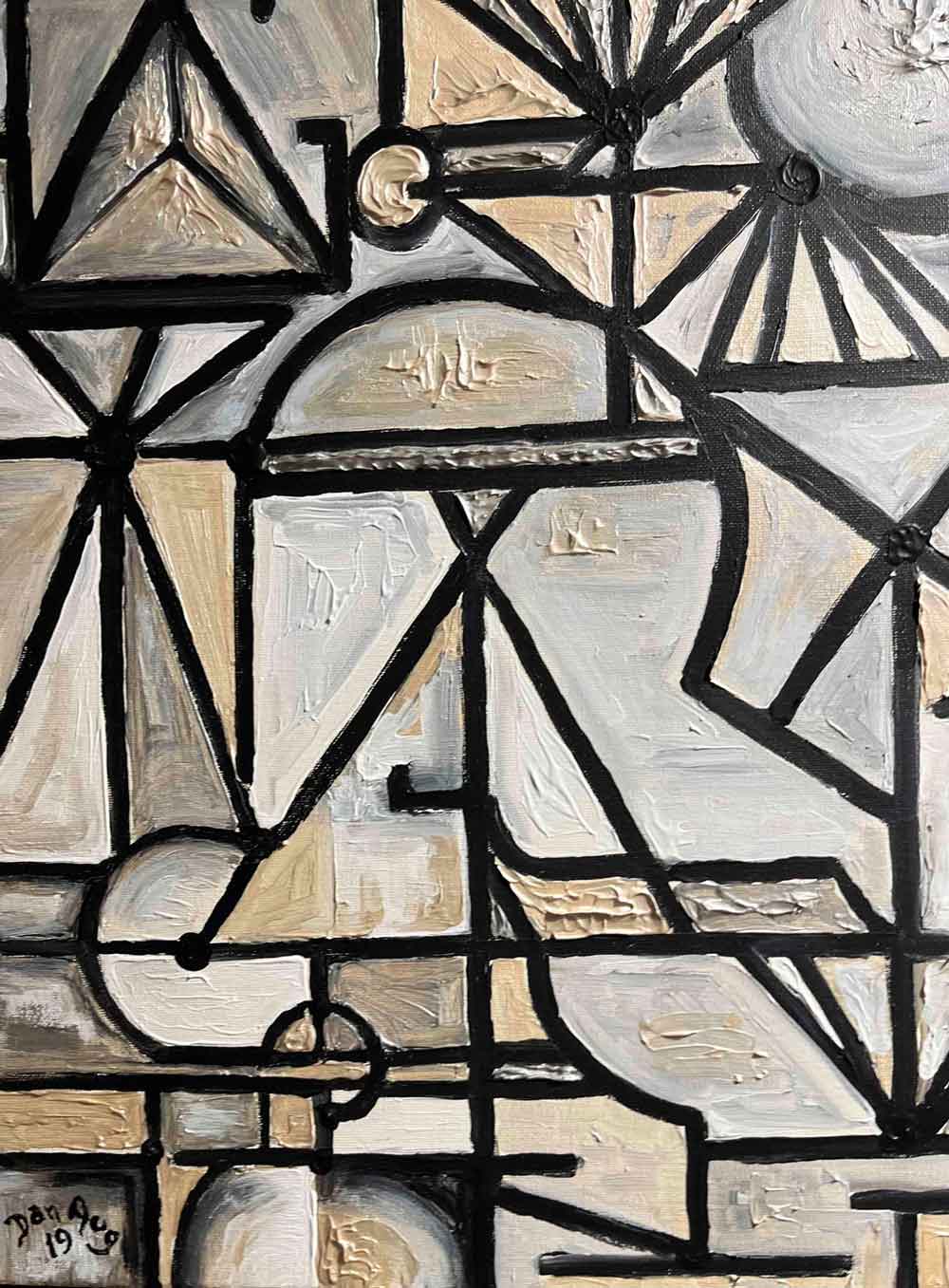 Construction in Straight & Curves by Dan Aug constructivist symbolic painting