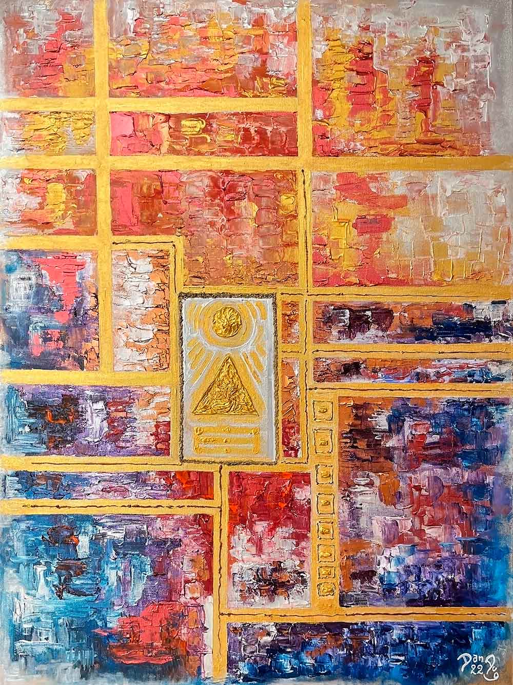 Golden Geometric Construction by Dan Aug symbolic digital constructivist painting