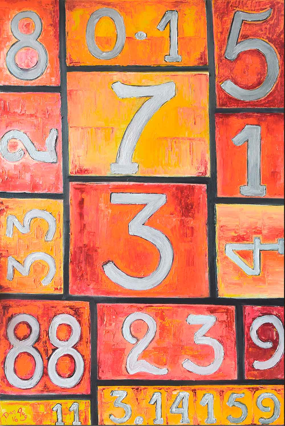 Numerologic Construction by Dan Aug symbolic numerical constructivist painting