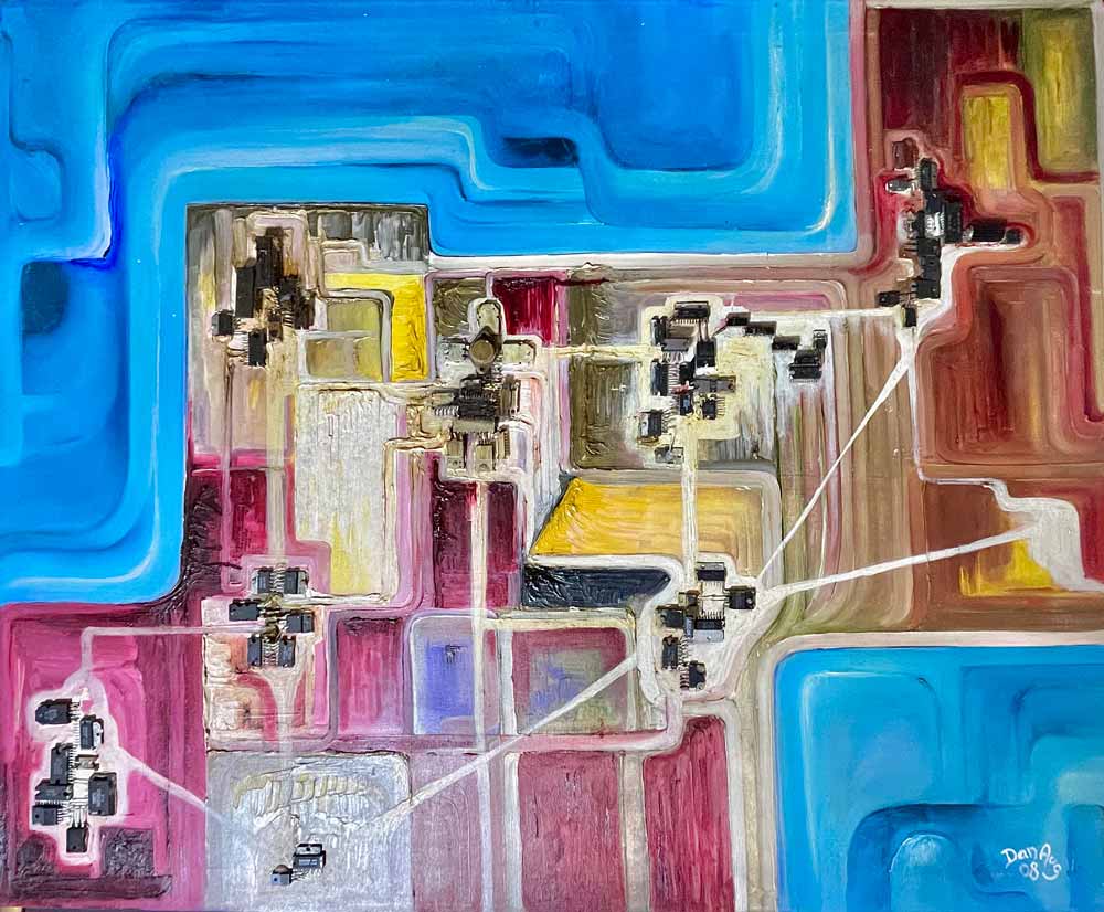 Silicon Brain by Dan Aug integrated circuits cybernetic symbolic artwork