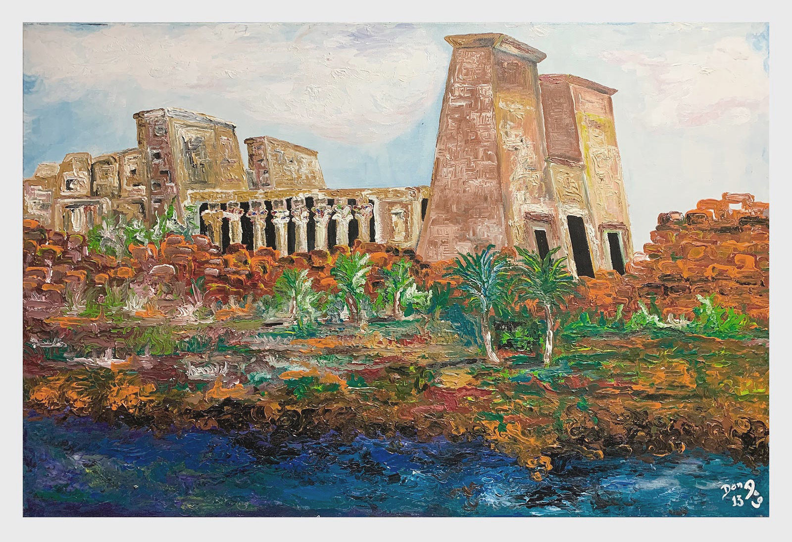 Isis Temple Philae — symbolic Egyptian inspired painting by Dan Aug