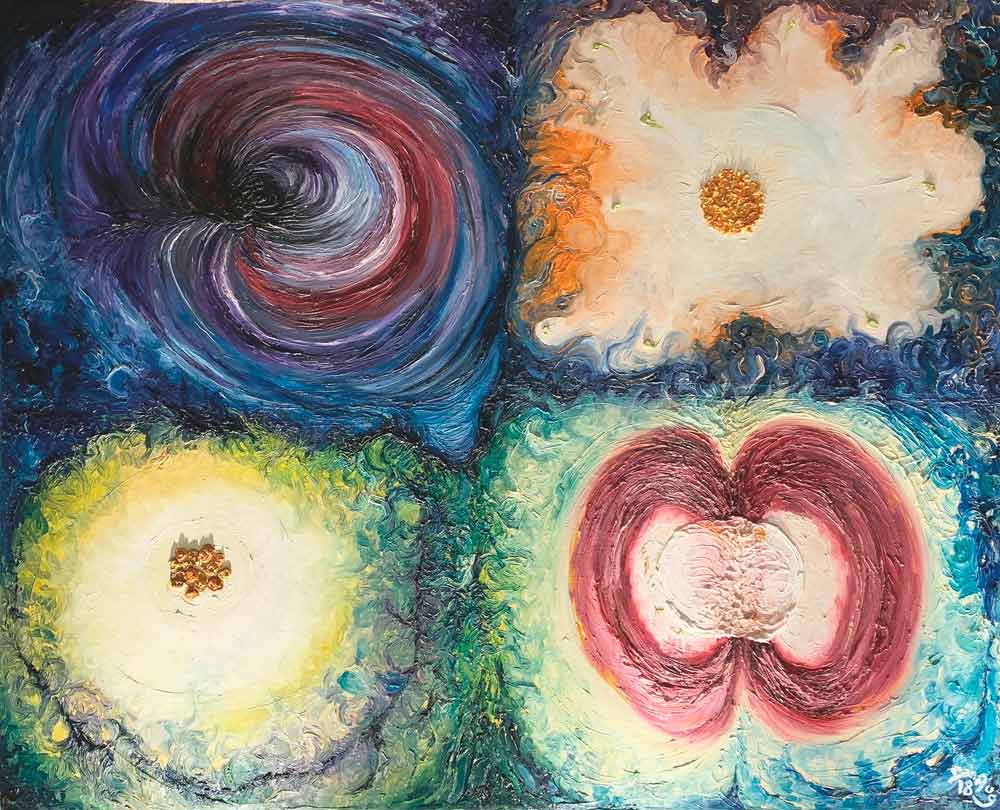 Four fundamental forces of the Universe painting inspired by gravity electromagnetism strong and weak interactions