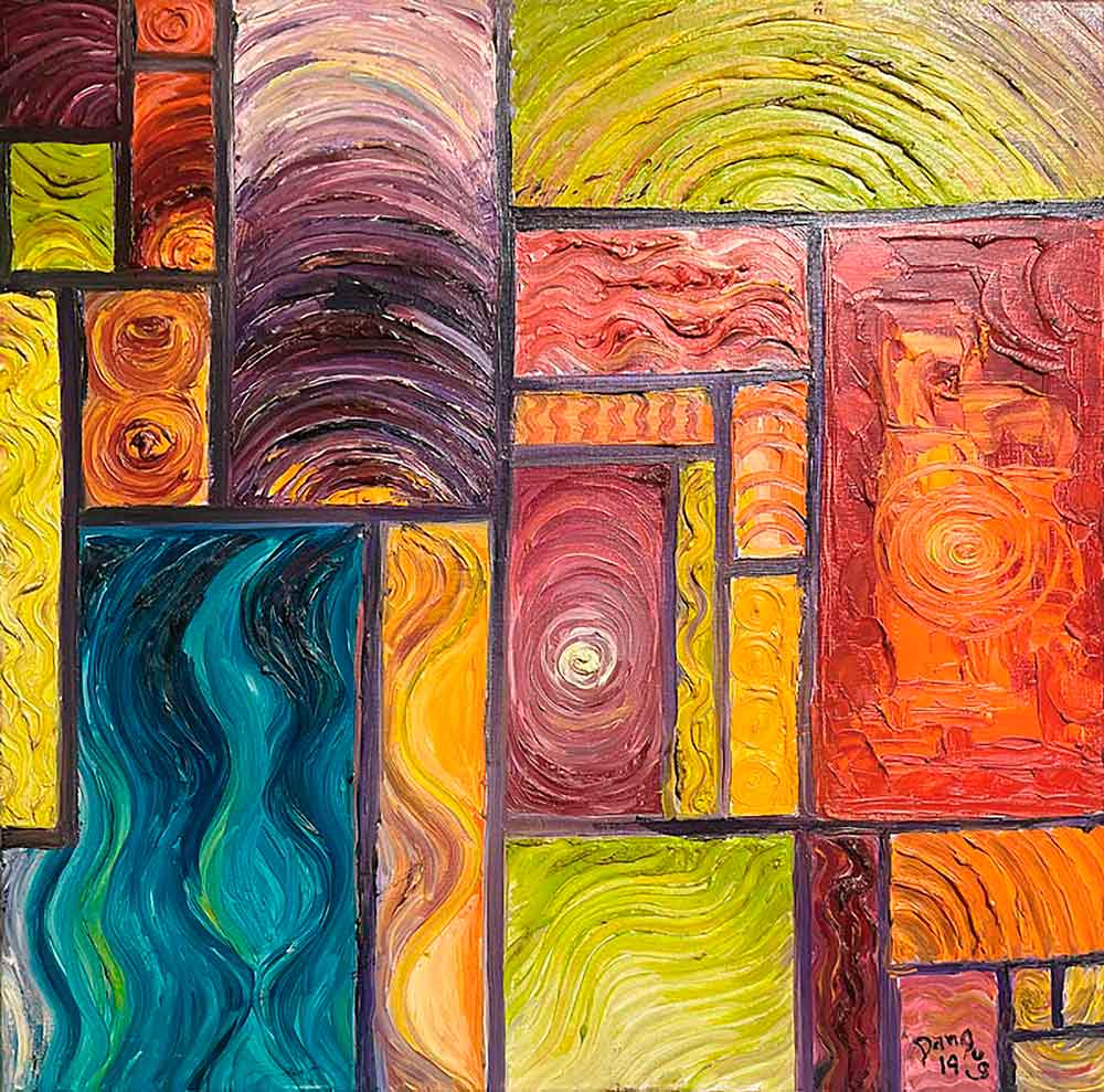 Gravitational waves artwork inspired by spacetime distortions predicted by Einstein and modern cosmology