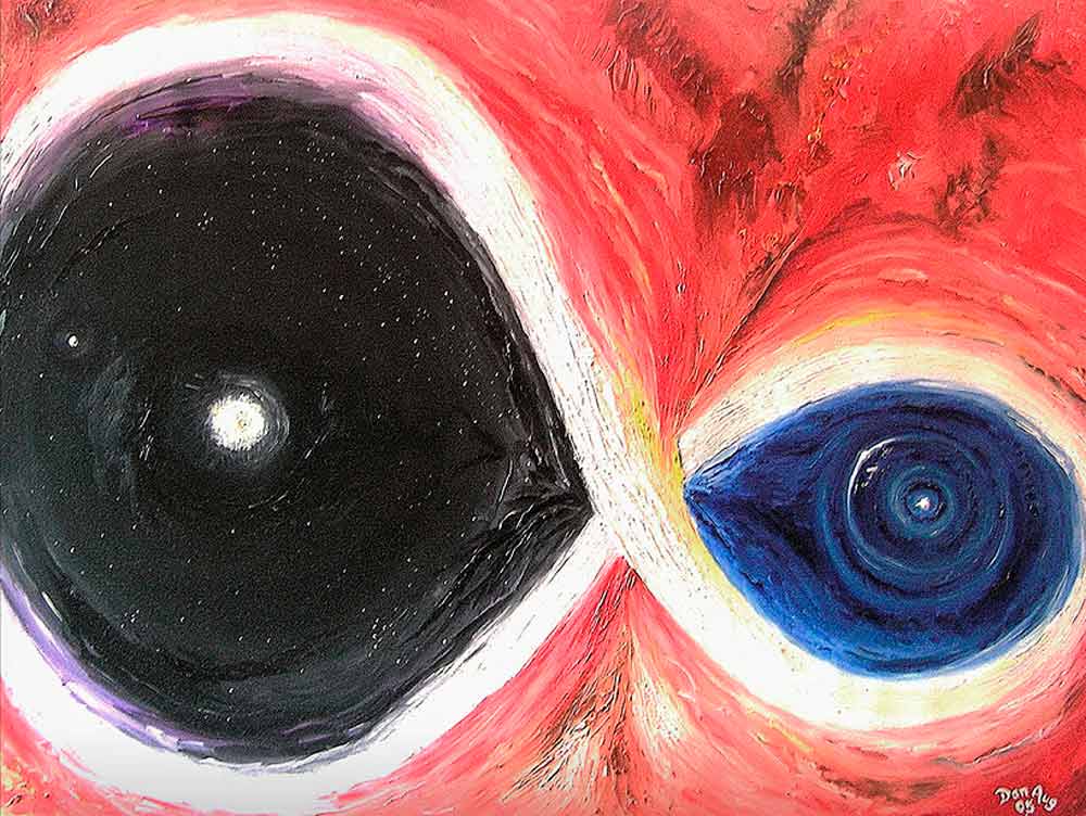 Macro and Micro Cosmos artwork exploring relationships between quantum scales and cosmic structures